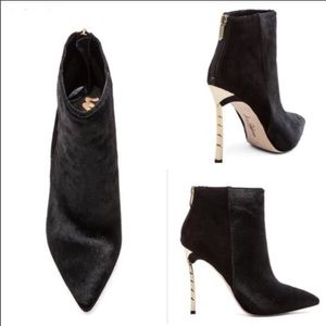 Real Calf Hair Suede Black Gold Sandy Booties
